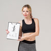 Front View Of Fitness Woman Holding Notepad Psd