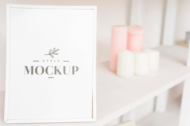 Front View Of Frame And Decorations For Home Interior Psd