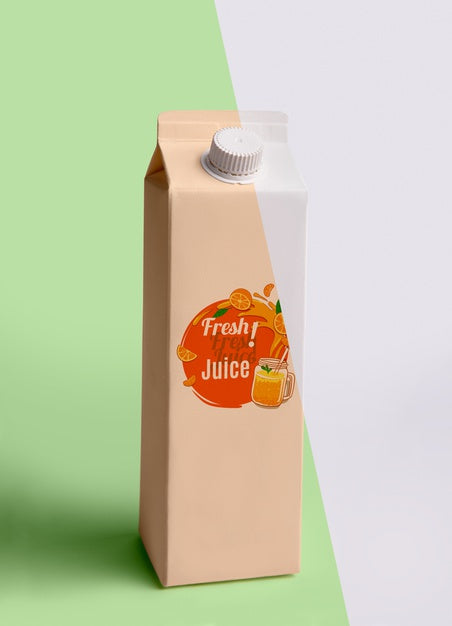 Front View Of Fresh Juice Carton Psd