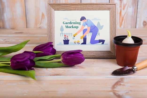 Front View Of Gardening Concept Mock-Up Psd