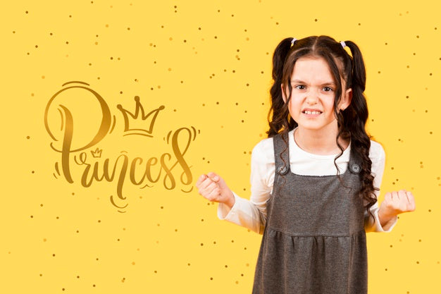Front View Of Girl Posing While Being Angry Psd