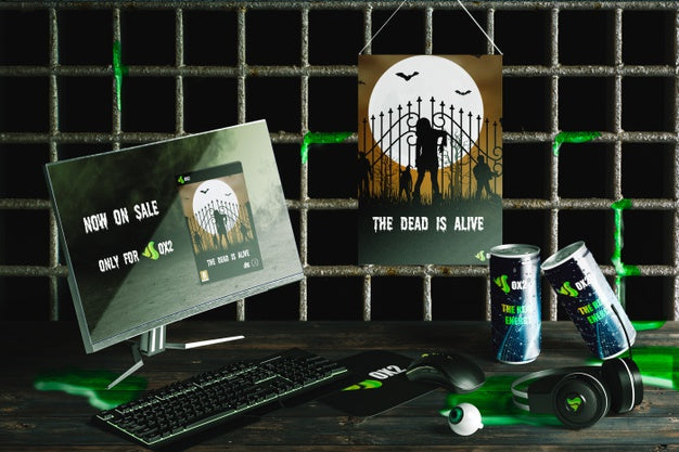 Front View Of Halloween Concept Scene Creator Psd