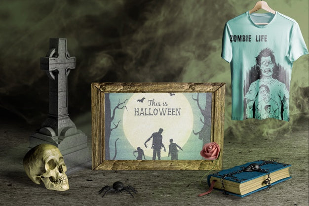 Front View Of Halloween Concept Scene Creator Psd