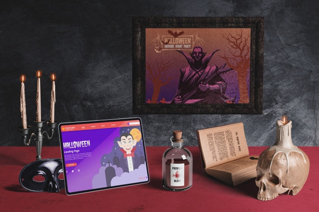 Front View Of Halloween Dracula Concept Psd