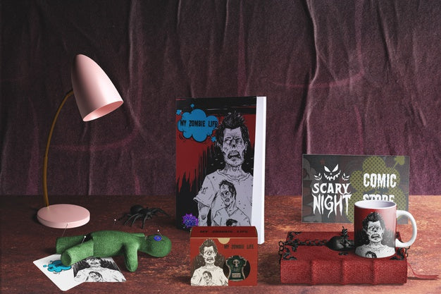 Front View Of Halloween Elements Psd