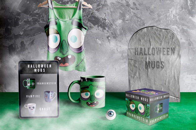 Front View Of Halloween Frankenstein Monster Mock-Up Psd