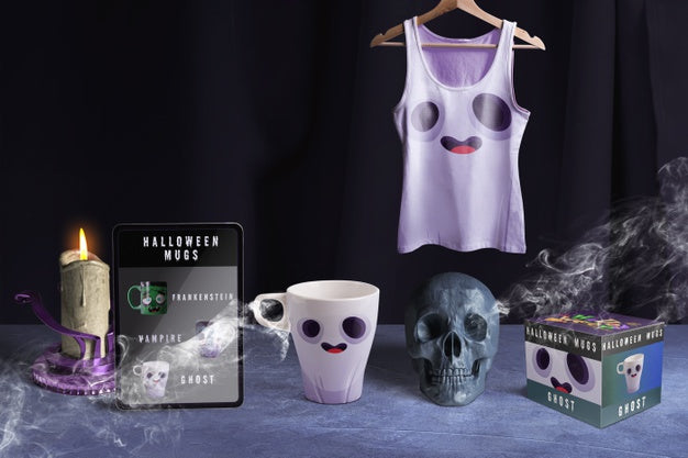 Front View Of Halloween Ghost Concept Mock-Up Psd