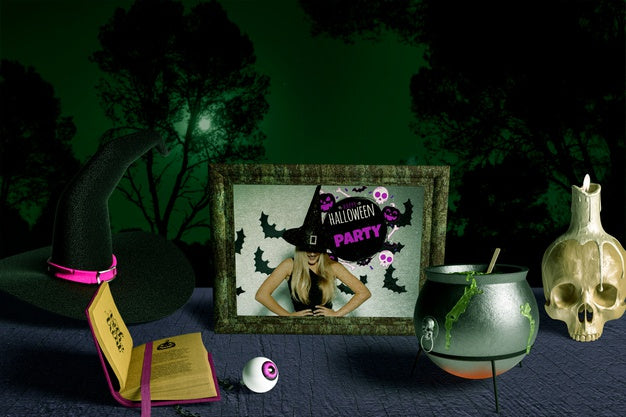 Front View Of Halloween Scene Creator Psd