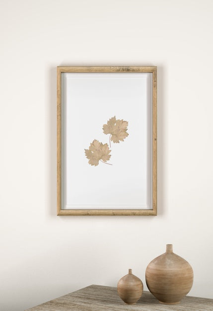 Front View Of House Decor With Frame And Vases Psd