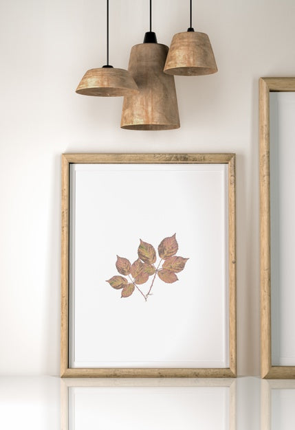 Front View Of House Decor With Frames And Lights Psd