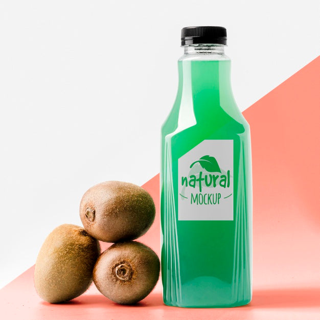 Front View Of Kiwi Juice Bottle Psd