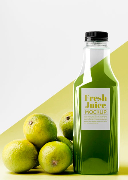 Front View Of Lemon Juice Bottle Psd
