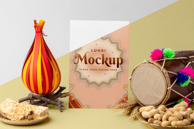 Front View Of Lohri Concept Mock-Up Psd