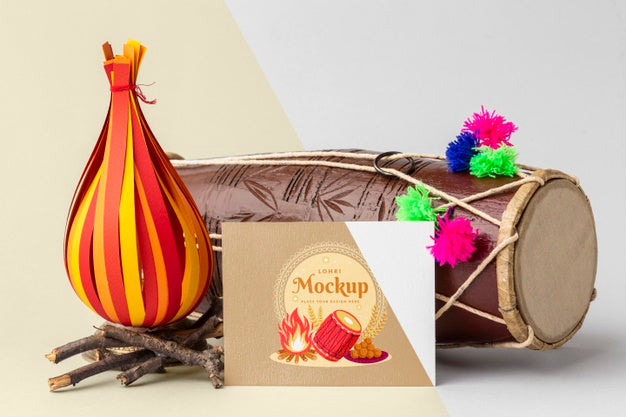 Front View Of Lohri Concept Mock-Up Psd