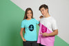 Front View Of Man And Woman Posing In T-Shirts And Pointing At Them Psd