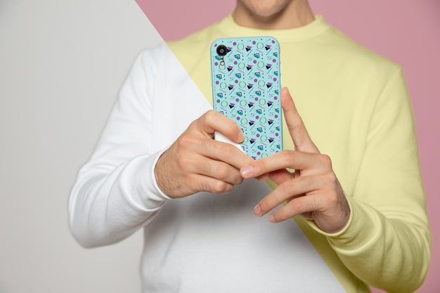 Front View Of Man Taking A Photo With Smartphone Psd