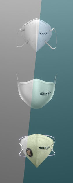 Front View Of Mock-Up Face Masks Collection Psd