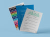 Front View Of Mock-Up Paper Blueprint And Palette Psd
