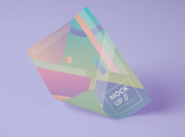 Front View Of Mock-Up Paper With Geometric Design Psd