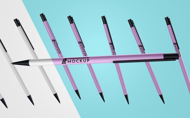 Front View Of Mock-Up Pens Merchandise Psd