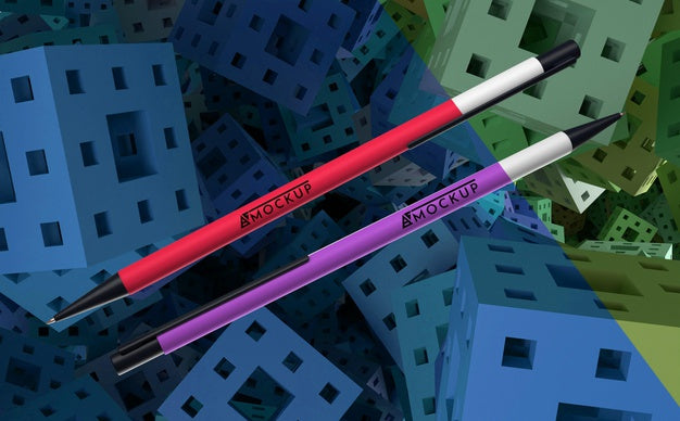 Front View Of Mock-Up Pens Merchandise Psd