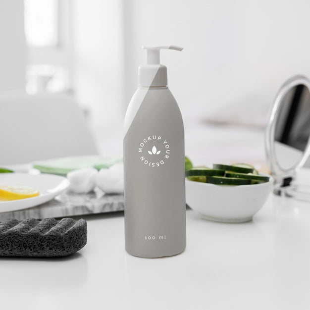 Front View Of Moisturizer Bottle Of The Table At Home Psd