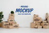 Front View Of Moving Boxes Mock-Up Psd