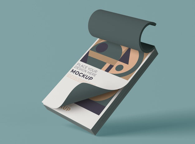 Front View Of Notepad With Geometrical Shapes Psd