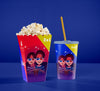 Front View Of One Cup With Straw And Cinema Popcorn Psd