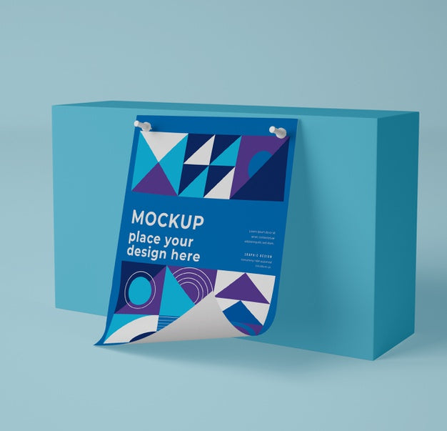 Front View Of Paper Mock-Up With Geometrical Design Psd