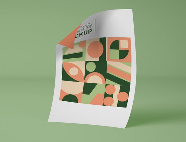 Front View Of Paper With Geometric Design Psd - Mockup Hunt