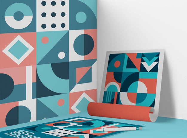 Front View Of Paper With Geometric Pattern Psd