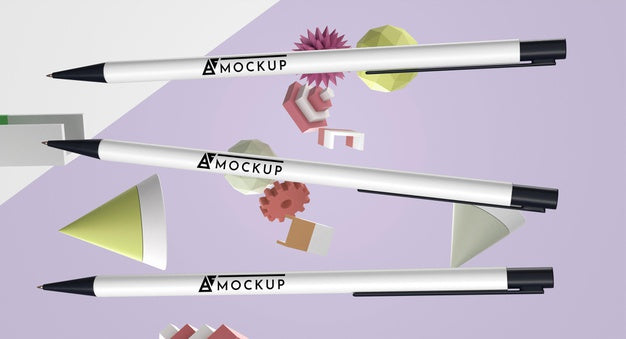 Front View Of Pens Merchandise Mock-Up Psd