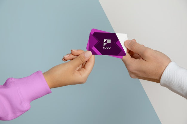 Front View Of People Exchanging Business Cards Psd