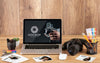 Front View Of Photographer Wooden Workspace With Laptop Psd
