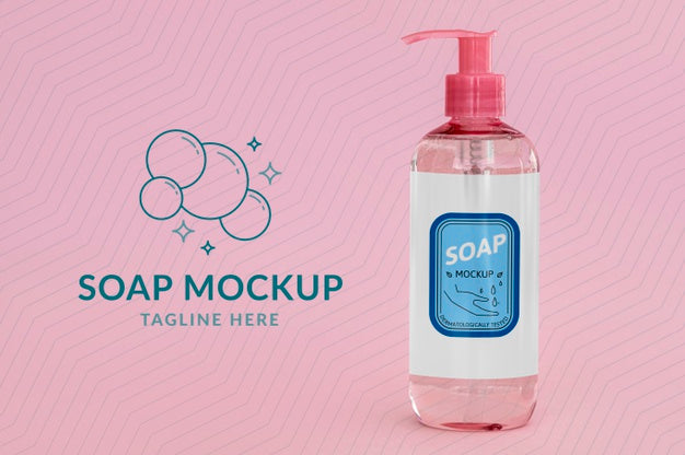 Front View Of Plastic Bottle Of Liquid Soap Psd