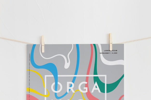 Front View Of Poster With Clothing Pins Psd