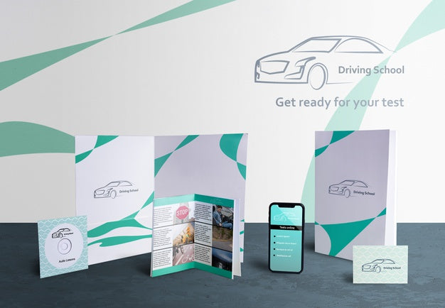 Front View Of Scene Creator Pack For Driving School Psd