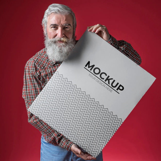 Front View Of Senior Man Mock-Up Psd