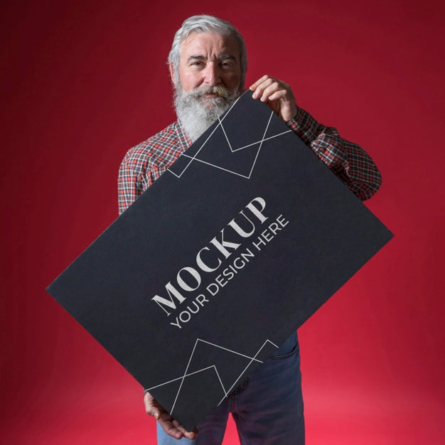 Front View Of Senior Man Mock-Up Psd