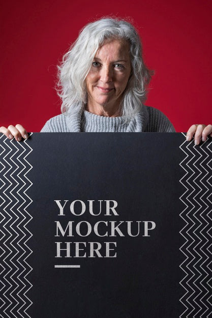 Front View Of Senior Woman Mock-Up Psd