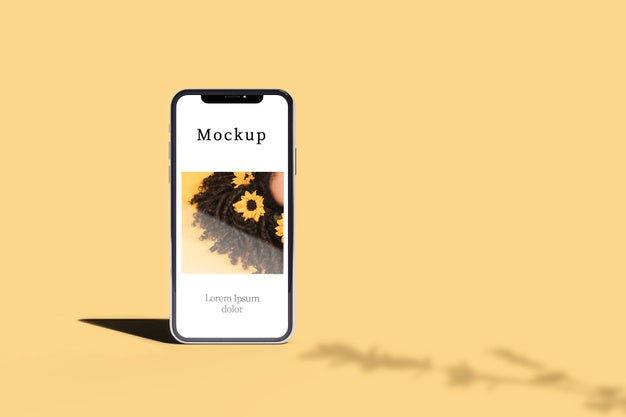 Front View Of Smartphone With Shadow And Copy Space Psd