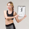 Front View Of Smiley Fitness Woman Holding Notepad Psd