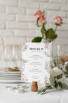 Front View Of Spring Menu Mock-Up With Flowers And Candles Psd