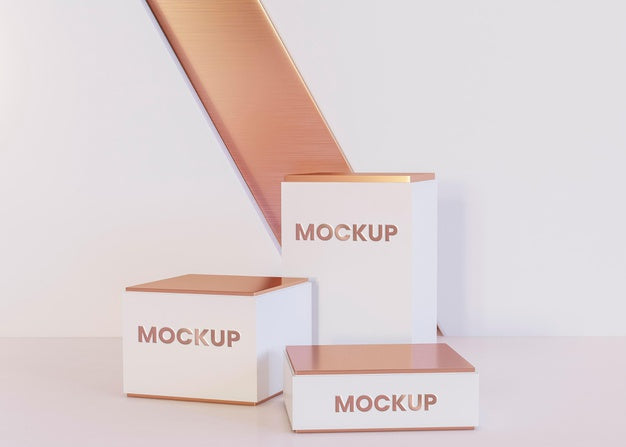 Front View Of Square Podiums Mock-Up Psd