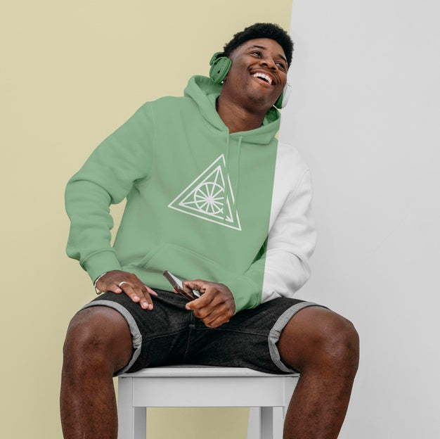 Front View Of Stylish Man In Hoodie With Headphones Psd