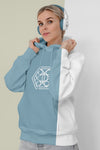 Front View Of Stylish Woman In Hoodie With Headphones Psd