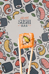 Front View Of Sushi And Chopstick On Colorful Background Psd