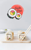 Front View Of Sushi On Chopper With Chopsticks Psd