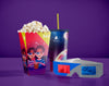 Front View Of Threedimensional Glasses With Cinema Popcorn And Cup With Straw Psd